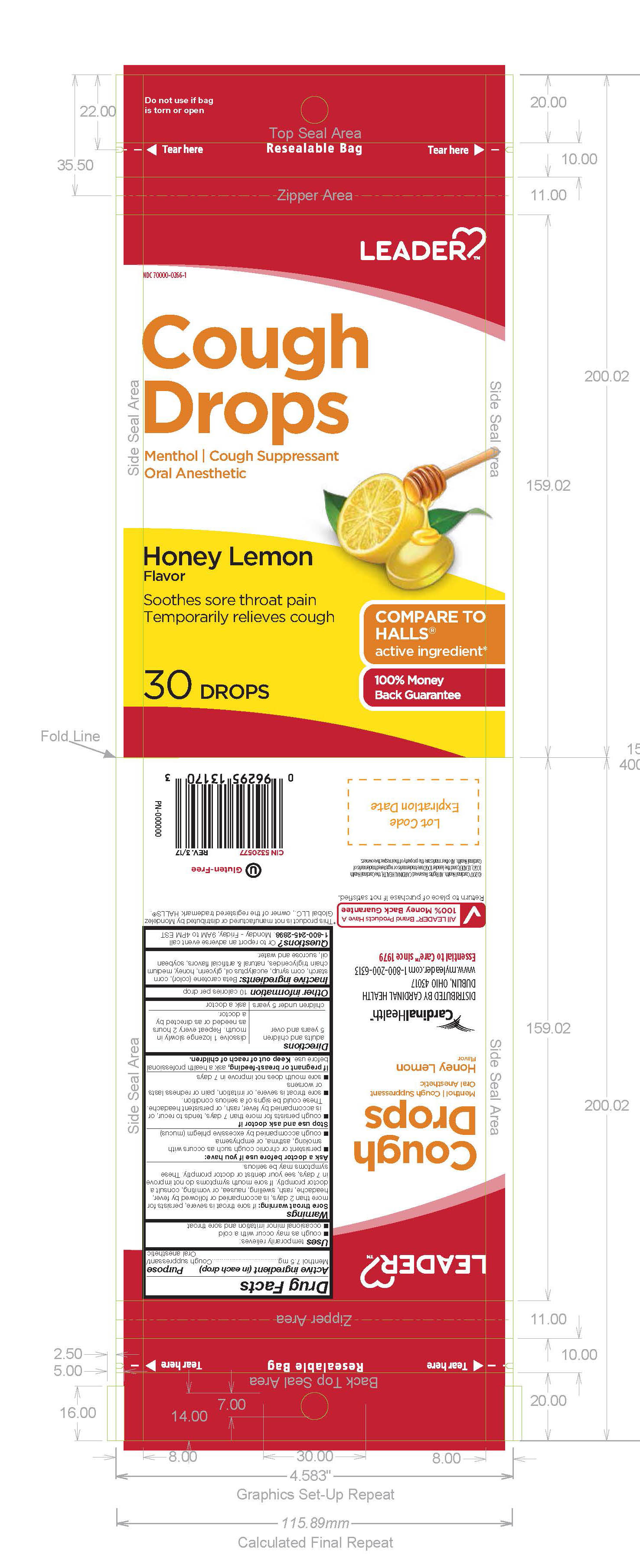 Leader Honey Lemon 30ct Cough Drops