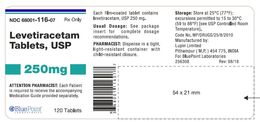 Levetiracetam Tablets, USP 250mg 120 CT Label - Rev 08-18.JPG