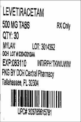 Levetiracetam Tablets 500 mg Bottles