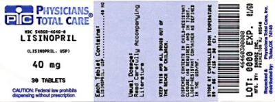 image of Lisinopril 40 mg package label