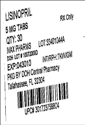 Lisinopril tablets 5 mg 30s Label