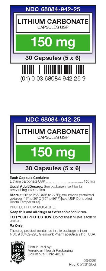 Lithium Carbonate Capsules USP 150 mg Label