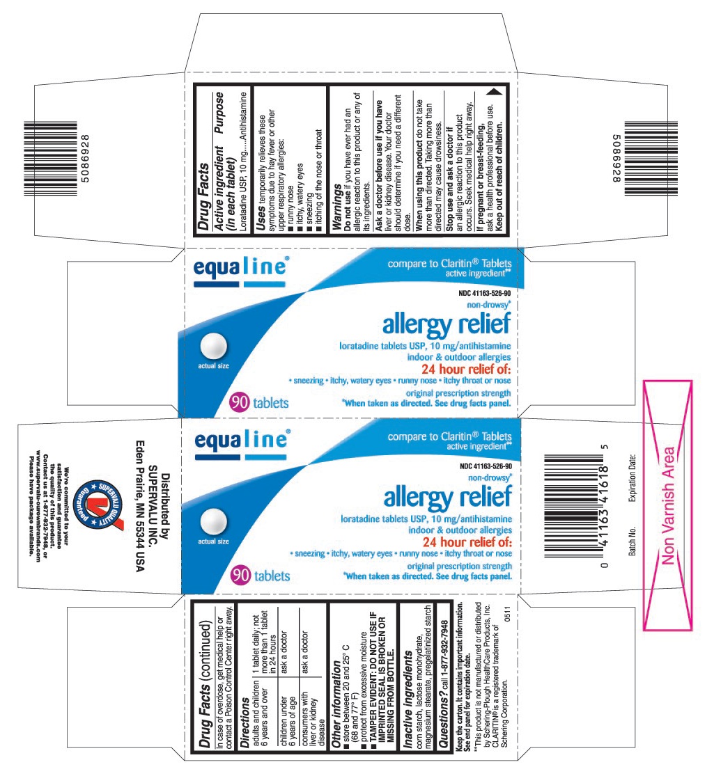 This is the 90 count bottle carton label for Supervalu loratadine tablets USP, 10 mg.