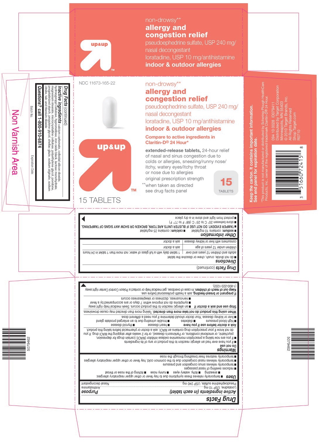 This is the 15 count blister carton label for Target Loratadine D tablets.