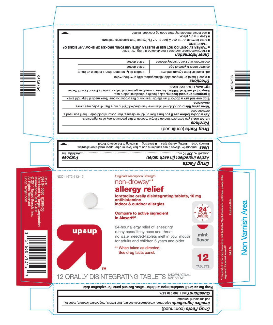 This is the 12 count blister carton label for Target Loratadine ODT (Alavert like).