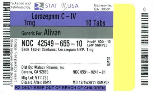 Lorazepam C-IV 1mg Label  42549 Image