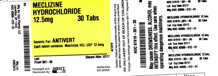 MECLIZINE HYDROCHLORIDE 12.5 mg
