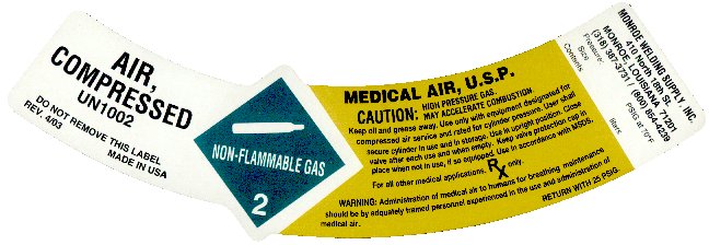 Medical air neck label