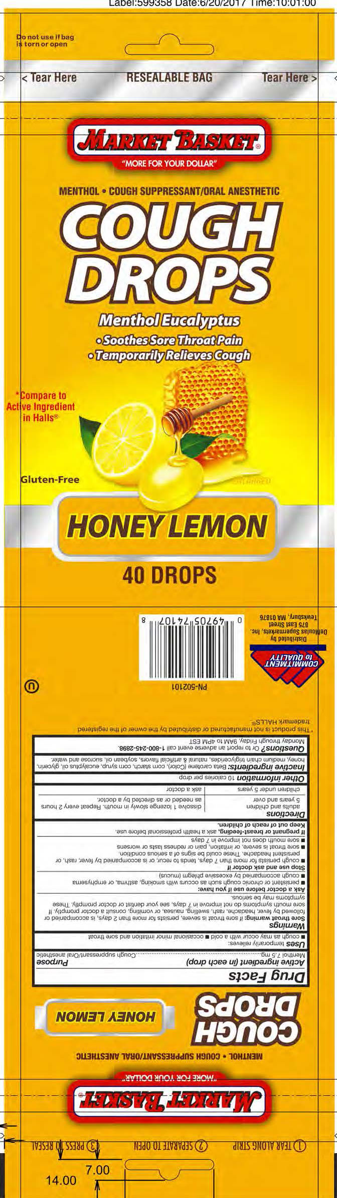 Market Basket Honey Lemon 40ct Cough Drops
