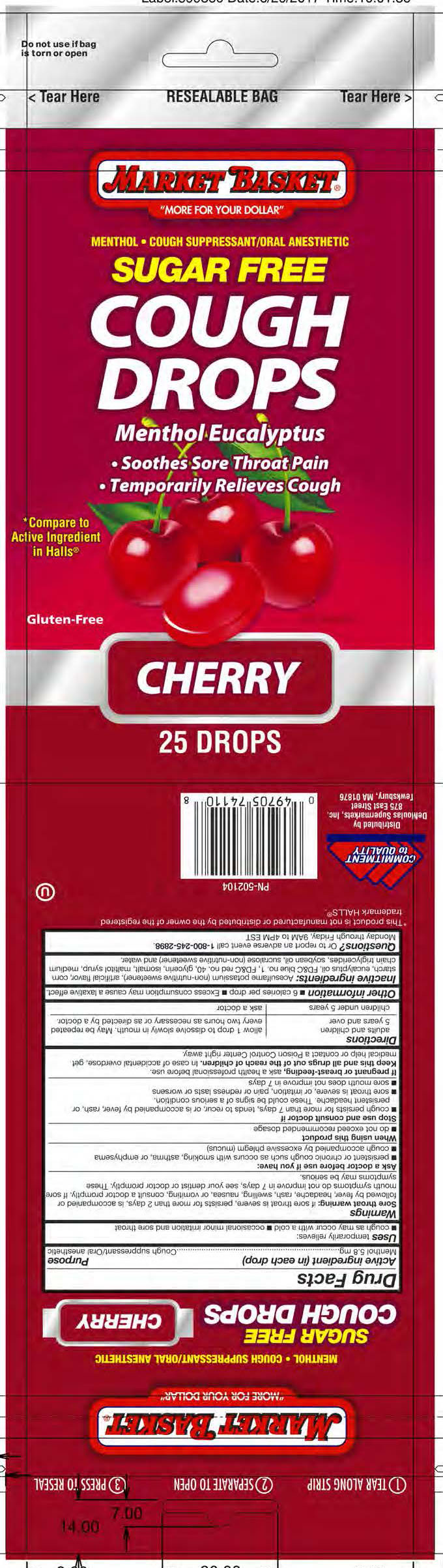 Market Basket SF Cherry 25ct Cough Drops