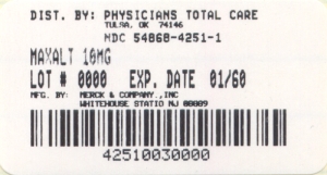 image of Maxalt 10 mg package label