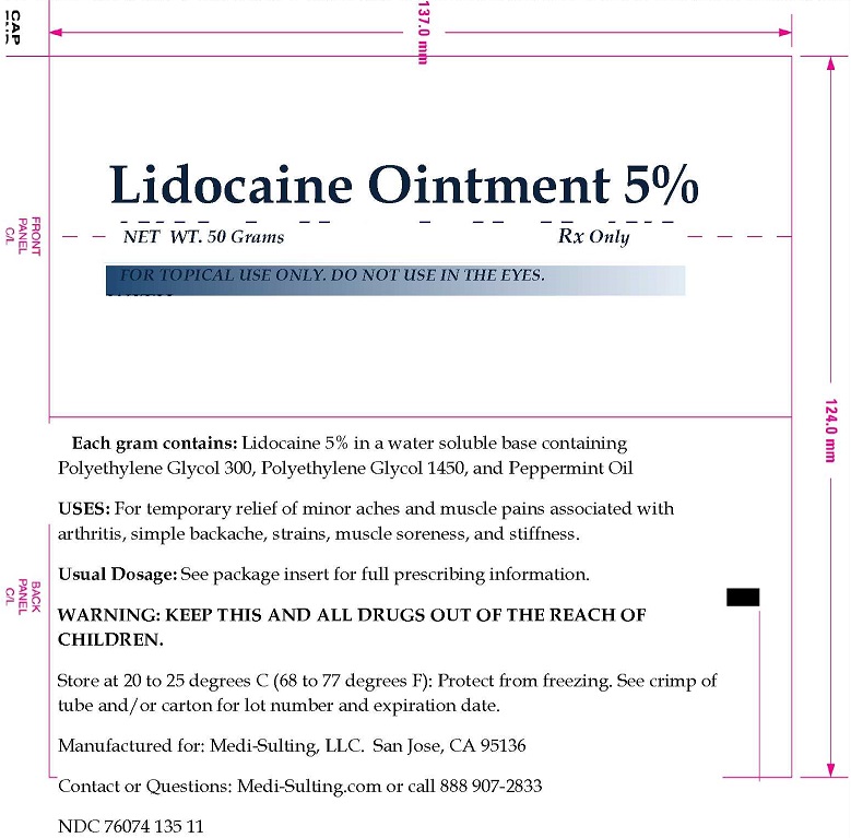 Medi-Sulting-Lidocaine Ointment Label Rx NDC