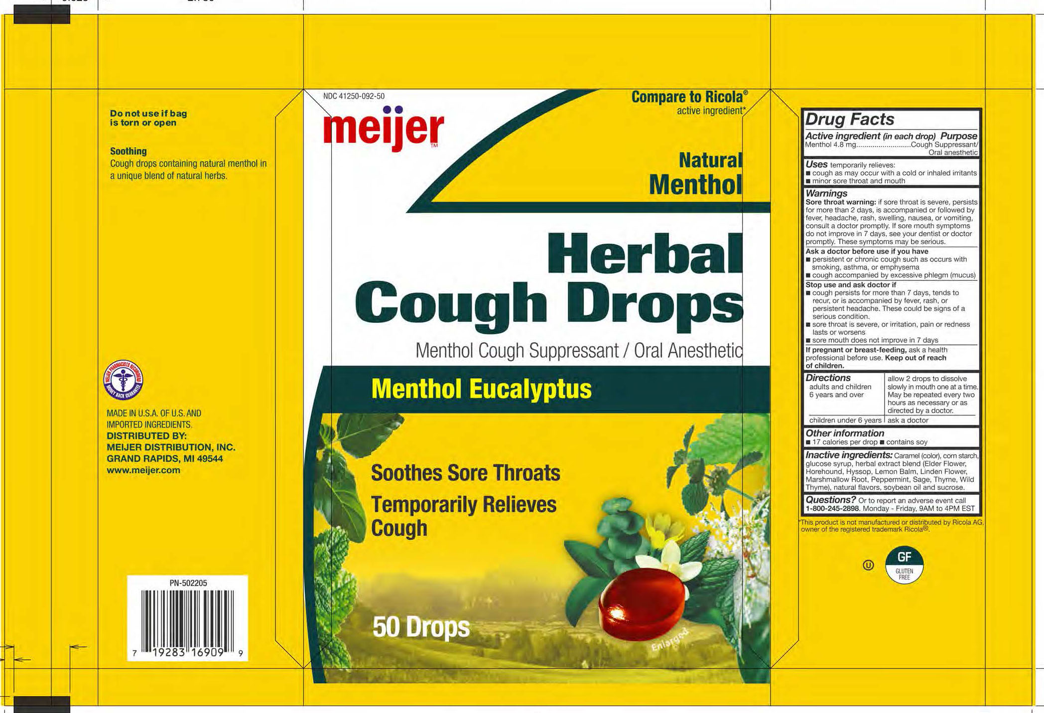 Meijer Herbal 50ct cough drops