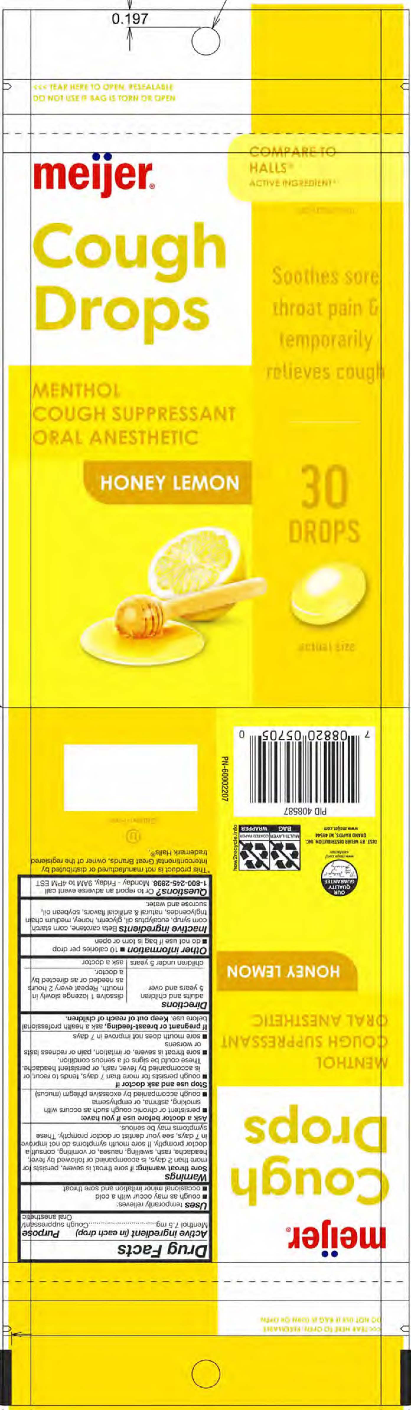 Meijer Honey Lemon 30ct Cough Drops