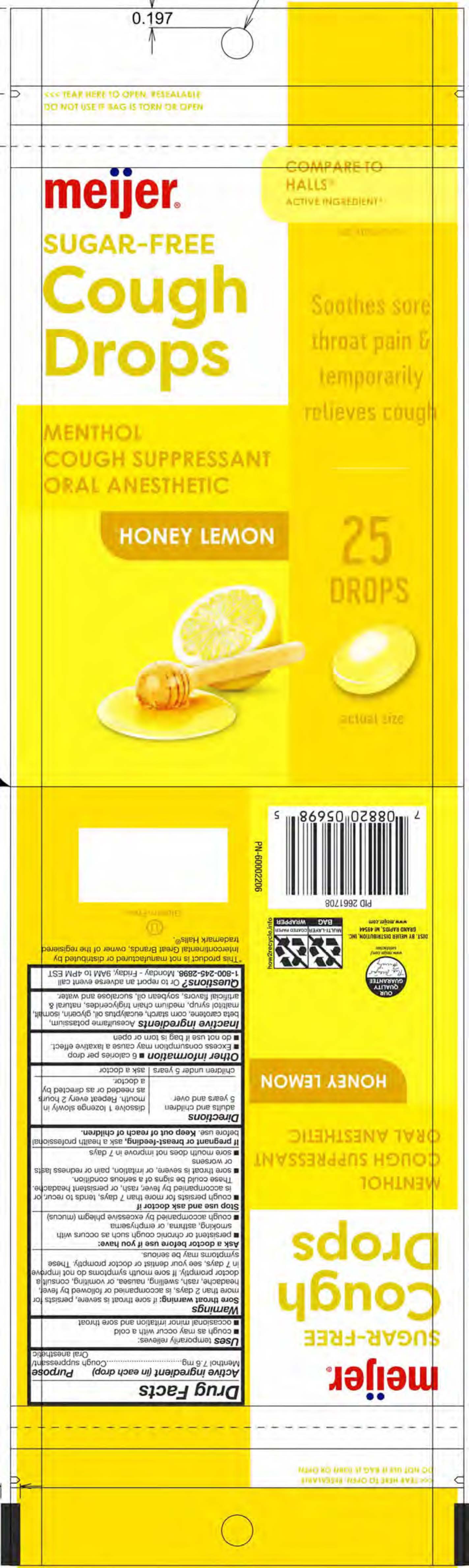Meijer SF Honey Lemon 25ct Cough Drops