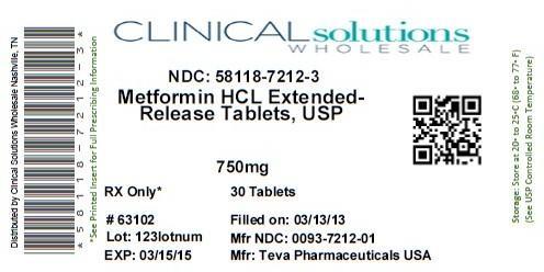Metformin Hydrochloride ER Tablets USP 750 mg Label