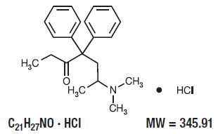 Methadone hydrochloride structural formula