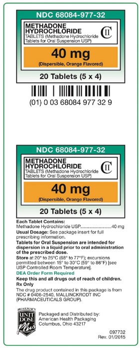 Methadone hydrochloride Tablets USP 40mg label