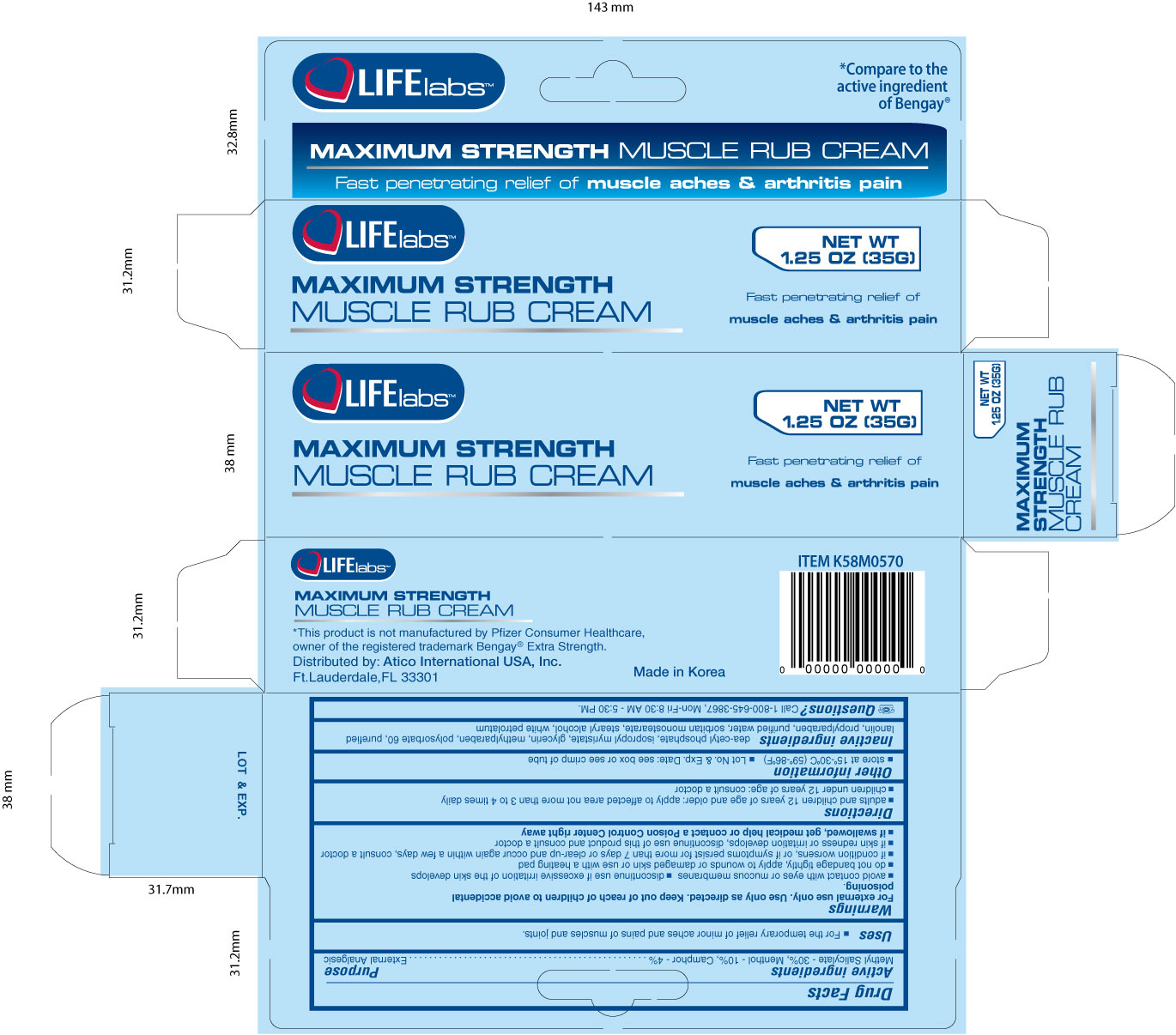 Image of Muscle Rub Cream Carton Label