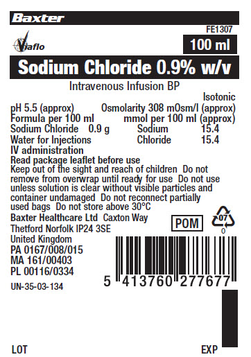 Representative Sodium Chloride Viaflo Container Label 100 ml - FE1307