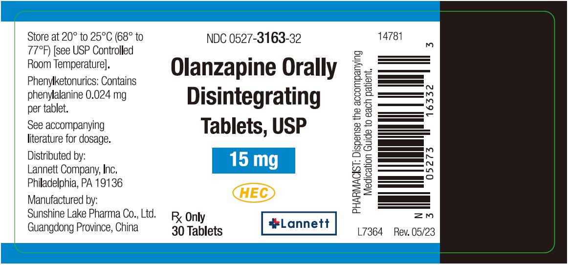 PACKAGE LABEL - Olanzapine orally disintegrating tablets 15 mg, 30 tablets

