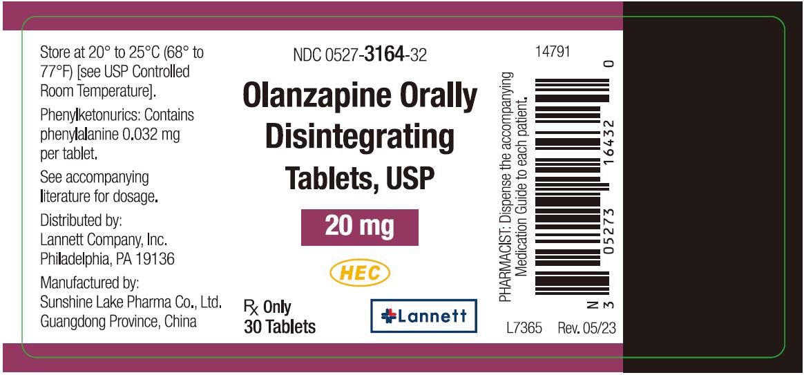 PACKAGE LABEL - Olanzapine orally disintegrating tablets 20 mg, 30 tablets