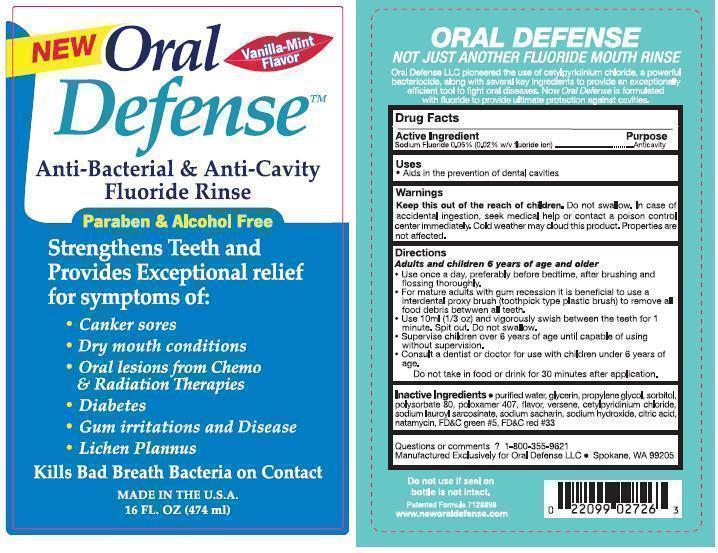 Oral Defense Fluoride Rinse Label