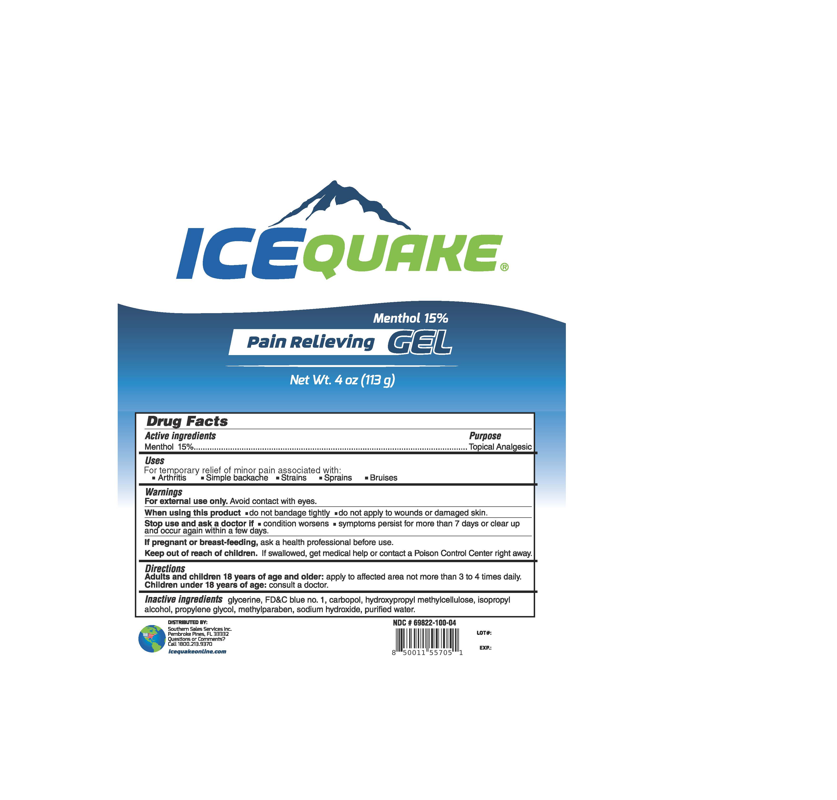 IceQuake Pain Relieving Gel 4 oz 113g