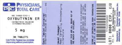 image of Oxybutynin Chloride 5 mg package label