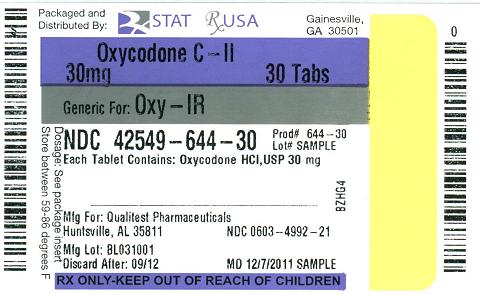 Oxycodone C-II 30mg Label Image