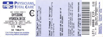 image of Oxycodone Hcl 15 mg package label