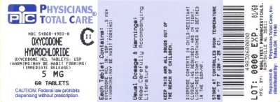 image of Oxycodone Hcl 5 mg package label