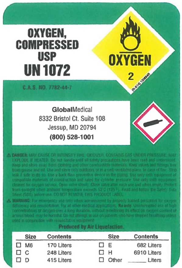 GlobalMedical Oxygen Label