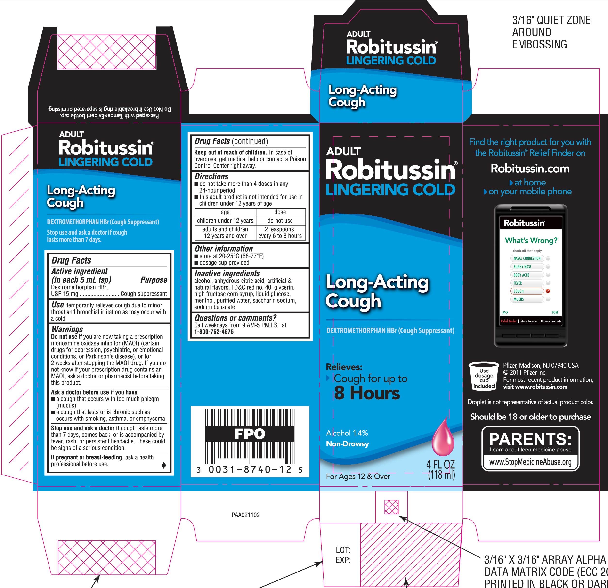 Robitussin Lingering Cold Long-Acting Cough Packaging