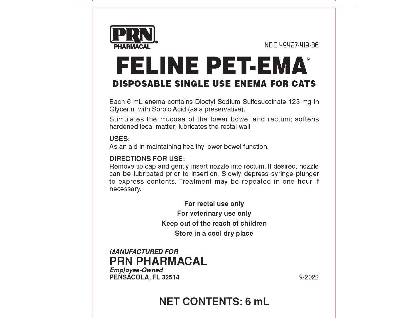 PRN Feline PET-EMA Carton Label