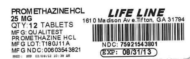 Promethazine HCl 25 mg Tablet Label