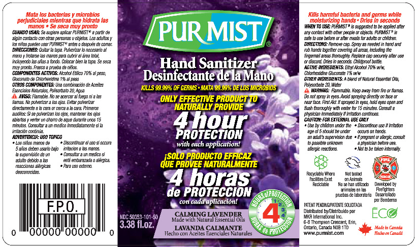 PURMIST 100mL Bottle Label - Calming Lavender