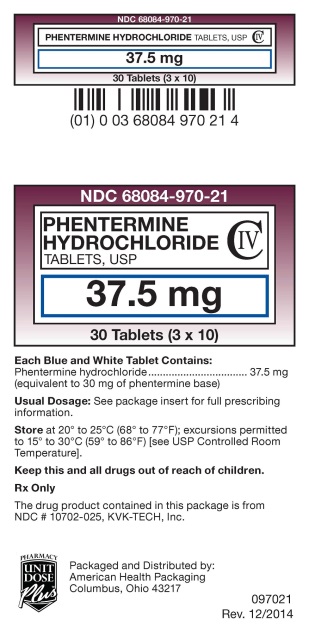 Phentermine Hydrochloride Tablets USP 37.5 mg label