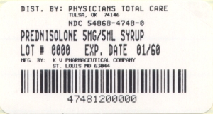 image of Prednisolone 5mg package label