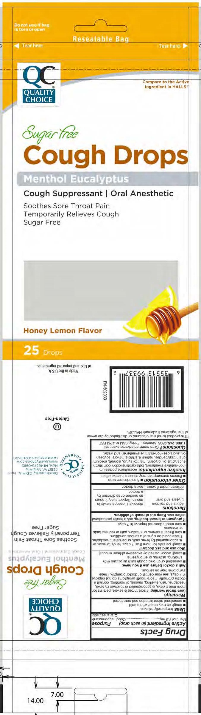 Quality Choice SF Honey Lemon 25ct Cough Drops
