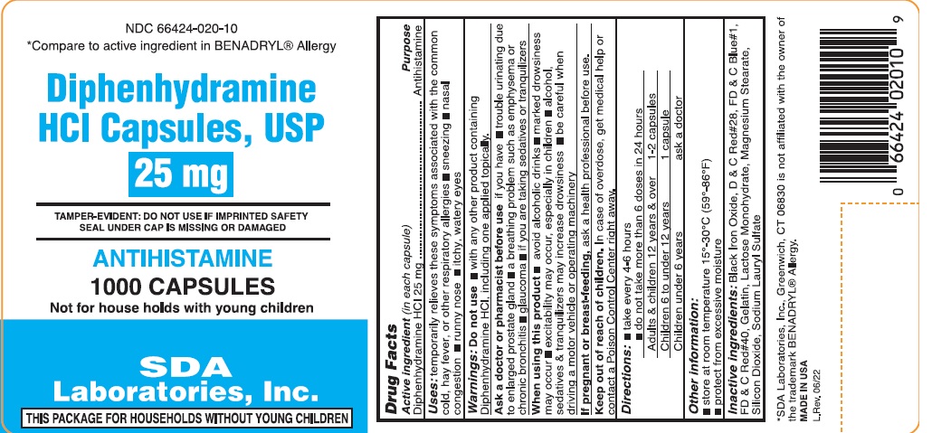SDA Diphenhydramine HCl 25 mg Capsule Package label