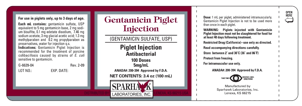 Gentamicin Piglet Label