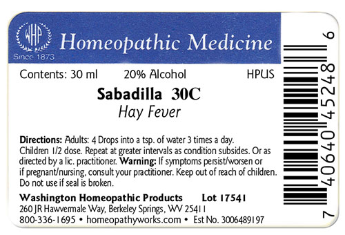 Sabadilla label example