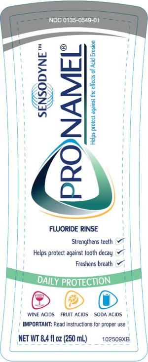 Sensodyne Pronamel Fluoride Rinse 8.4 oz label