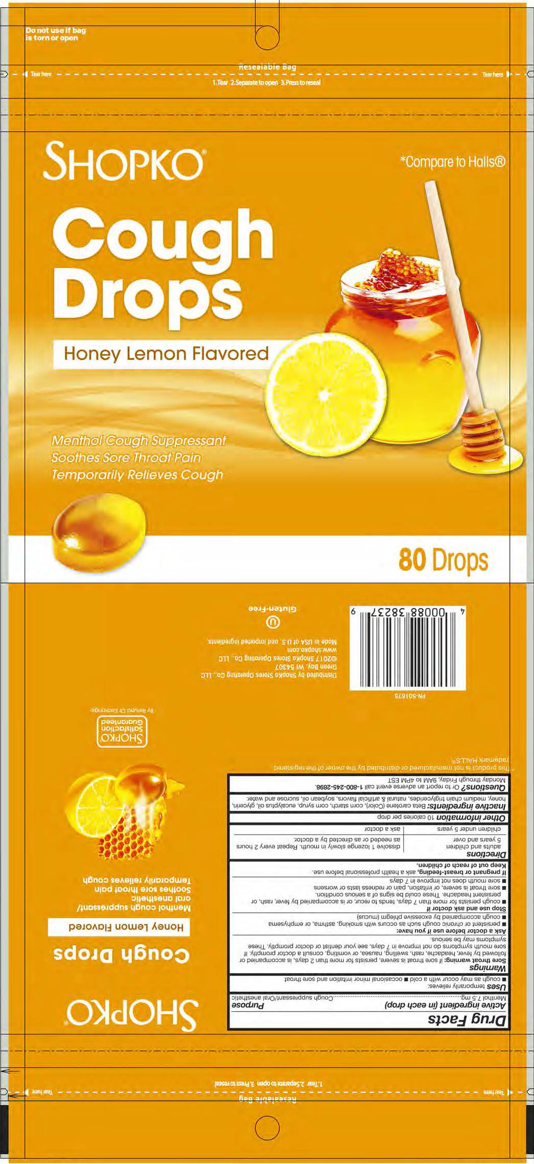 Shopko Honey Lemon 80ct Cough Drops