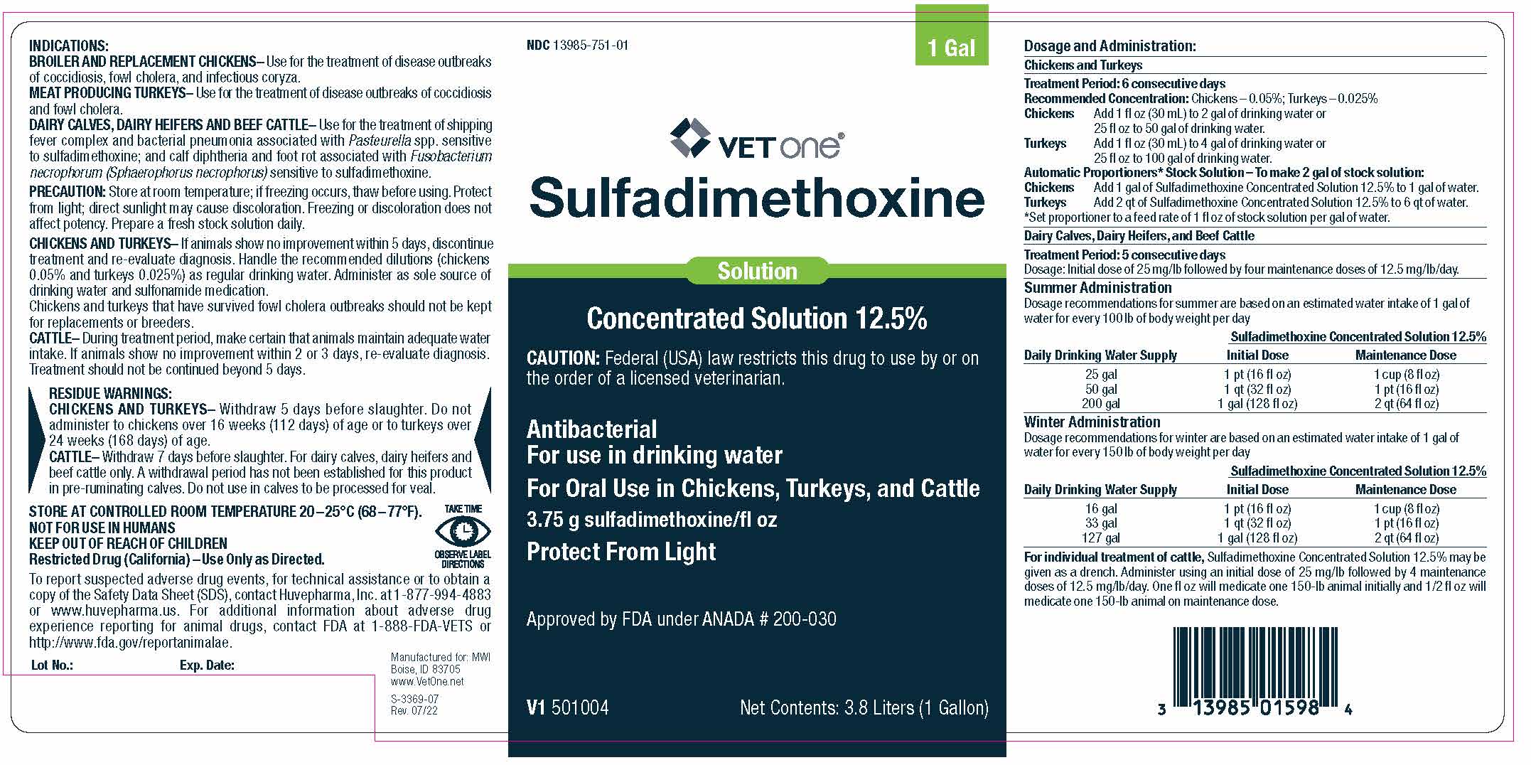 Sulfadimethoxine 1 Gallon