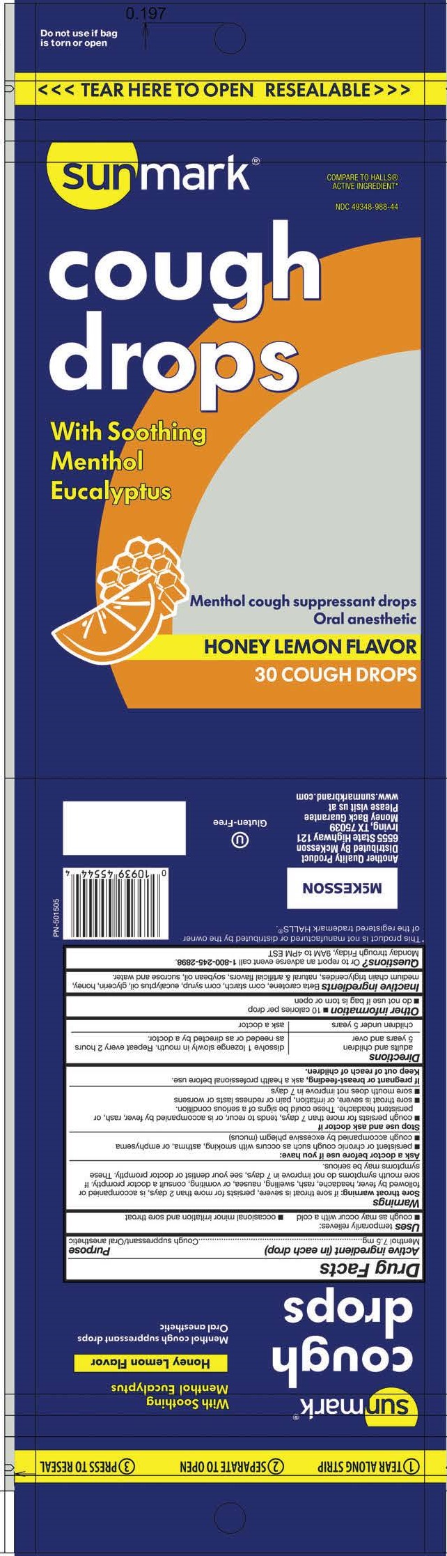 SunMark Honey Lemon 30ct Cough Drops