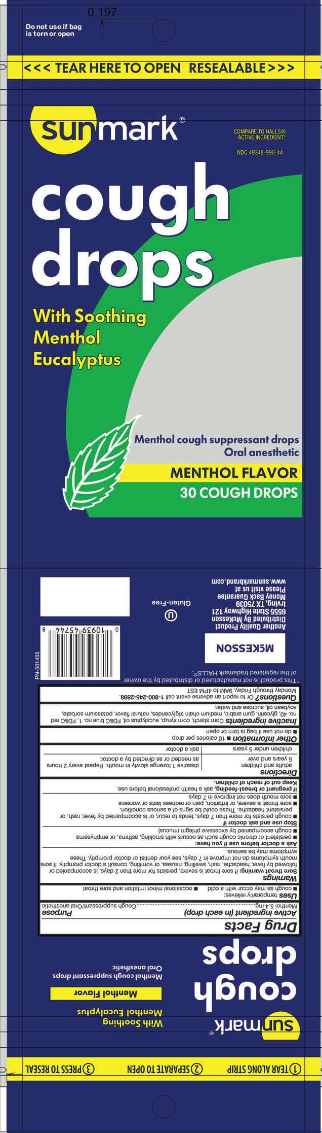SunMark Menthol 30ct Cough Drops