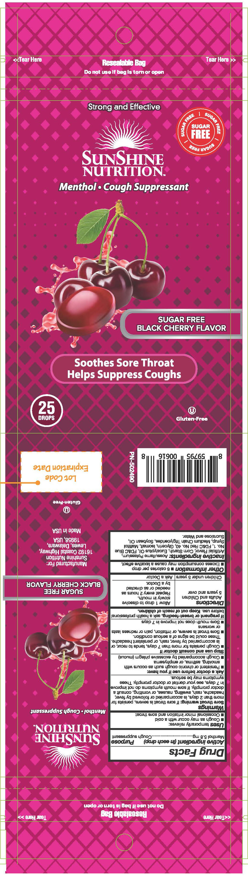 Sunshine Nutrition SF Black Cherry 25ct cough drops