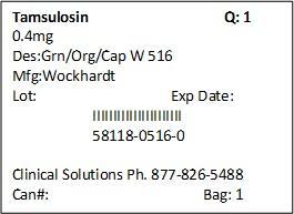 Tamsulosin Hydrochloride 0.4mg label